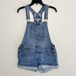 Lei Y2K Shorts Overalls Junior Size 9 Low Rise Beach Streetwear Cuffed Blue